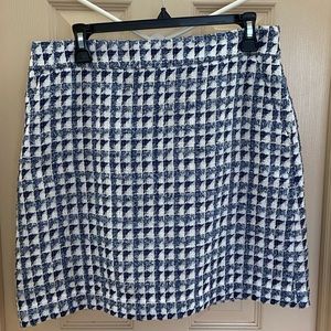 LOFT Navy/Blue Tweed Fringe Skirt